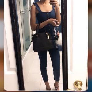 Ruffle sleeve one piece jean overall